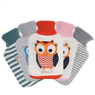 כיסוי בקבוק מים חמים סרוג בדוגמת ינשוף