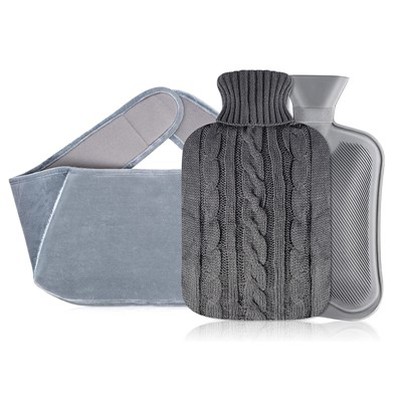 בקבוק מים חמים סרוג וכיסוי מותניים בקטיפה